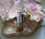 Gold Quartz Crystal Bee Bullet Jewelry Pendant