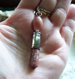 Coral Jasper Pink Lepidolite Gemstone Silver Bullet Jewelry Pendant