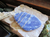 Blue Aventurine Natural Crystal Wire Wrapped Pendant Necklace