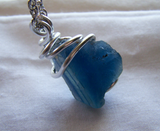 Large Natural Blue Fluorite Wire Wrapped Stone