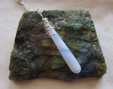 Blue Lace Agate Natural Gemstone Crystal Drop Pendant Necklace