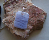 Sky Blue Lace Agate Polished Gemstone Pendant