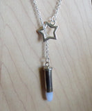 Blue Lace Agate Silver Star Bullet Jewelry Necklace