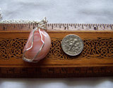 Pink Botswana Agate Polished Gemstone Wire Wrapped Pendant