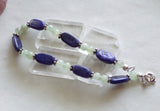 Lapis Lazuli and Prehnite Natural Gemstone Handmade Vintage Bracelet