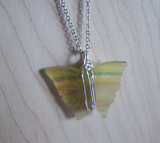 Natural Rainbow Fluorite Carved Butterfly Gemstone Wire Wrapped Pendant