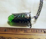 Spring Green Easter Egg Butterfly Filigree Bullet Pendant