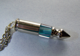 Turquoise Striped Cane Glass Bullet Spike Pendant