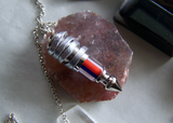 Red and Blue Cane Glass Bullet Spike Pendant Necklace