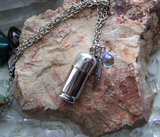 Keepsake Capsule Silver Bullet Angel Wing Pendant