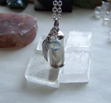 Keepsake Capsule Silver Bullet Angel Wing Pendant