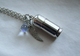 Keepsake Capsule Silver Bullet Angel Wing Pendant