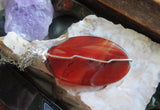 Orange Carnelian Natural Polished Crystal Oval Pendant Necklace