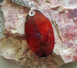 Orange Carnelian Natural Polished Crystal Oval Pendant Necklace