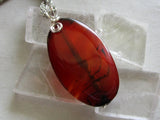 Orange Carnelian Natural Polished Crystal Oval Pendant Necklace