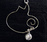 Silver Wire Abstract Cat Pendant