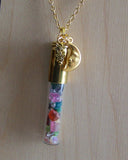 Rainbow Chakra Gemstone Keepsake Bullet Pendant