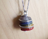 Rainbow Chakra Crystal Wire Wrapped Gemstone Pendant Necklace