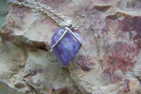 Natural Lavender Charoite Gemstone Wire Wrapped Pendant