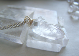 Natural Carved Quartz Crystal Cicada Pendant