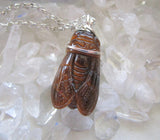 Natural Tiger Eye Cicada Gemstone Crystal Pendant Necklace