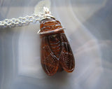 Natural Tiger Eye Cicada Gemstone Crystal Pendant Necklace