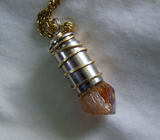 Citrine Gemstone Gold Wire Wrapped Bullet Pendant