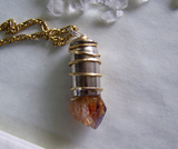 Citrine Gemstone Gold Wire Wrapped Bullet Pendant