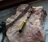 Black Obsidian Gold Cloisonne Bullet Jewelry Pendant