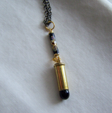 Black Obsidian Gold Cloisonne Bullet Jewelry Pendant