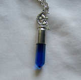 London Blue Glass Bullet with Moon Fairy Jewelry Pendant