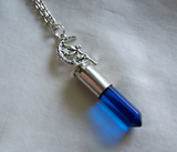 London Blue Glass Bullet with Moon Fairy Jewelry Pendant