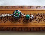 Steampunk Compass Malachite Bead Silver Star Pendant