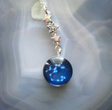 Midnight Blue Zodiac Constellation Silver Stars Pendant Necklace