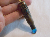 Copper and Aqua Crystal Bullet Jewelry Pendant