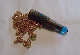 Copper and Aqua Crystal Bullet Jewelry Pendant