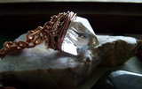 Natural Quartz Crystal Wire Wrapped Copper Pendant