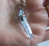 Wire Wrapped Sky Blue Raw Quartz Crystal Point Pendant