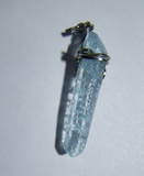 Wire Wrapped Sky Blue Raw Quartz Crystal Point Pendant