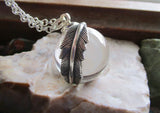 Natural Quartz Crystal Ball Feather Wrap Pendant Necklace