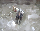 Natural Quartz Crystal Ball Feather Wrap Pendant Necklace