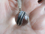 Natural Quartz Crystal Ball Feather Wrap Pendant Necklace