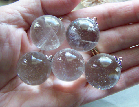 Natural Quartz Crystal Ball Jewelry Pendant Necklace