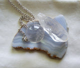 Quartz Crystal Ball Pendant Necklace + Quartz Point - Crystal Web Combo