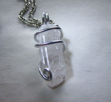 Natural Danburite Gemstone Wire Wrapped Crystal Pendant Necklace