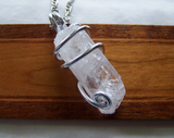 Natural Danburite Gemstone Wire Wrapped Crystal Pendant Necklace