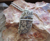 Dendrite Agate Natural Wire Wrapped Crystal Pendant Necklace