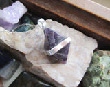 Purple Amethyst Natural Diamond Crystal Pendant Necklace