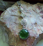 Green Dichroic Glass Earth Element Celtic Pendant Necklace