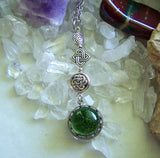 Green Dichroic Glass Earth Element Celtic Pendant Necklace